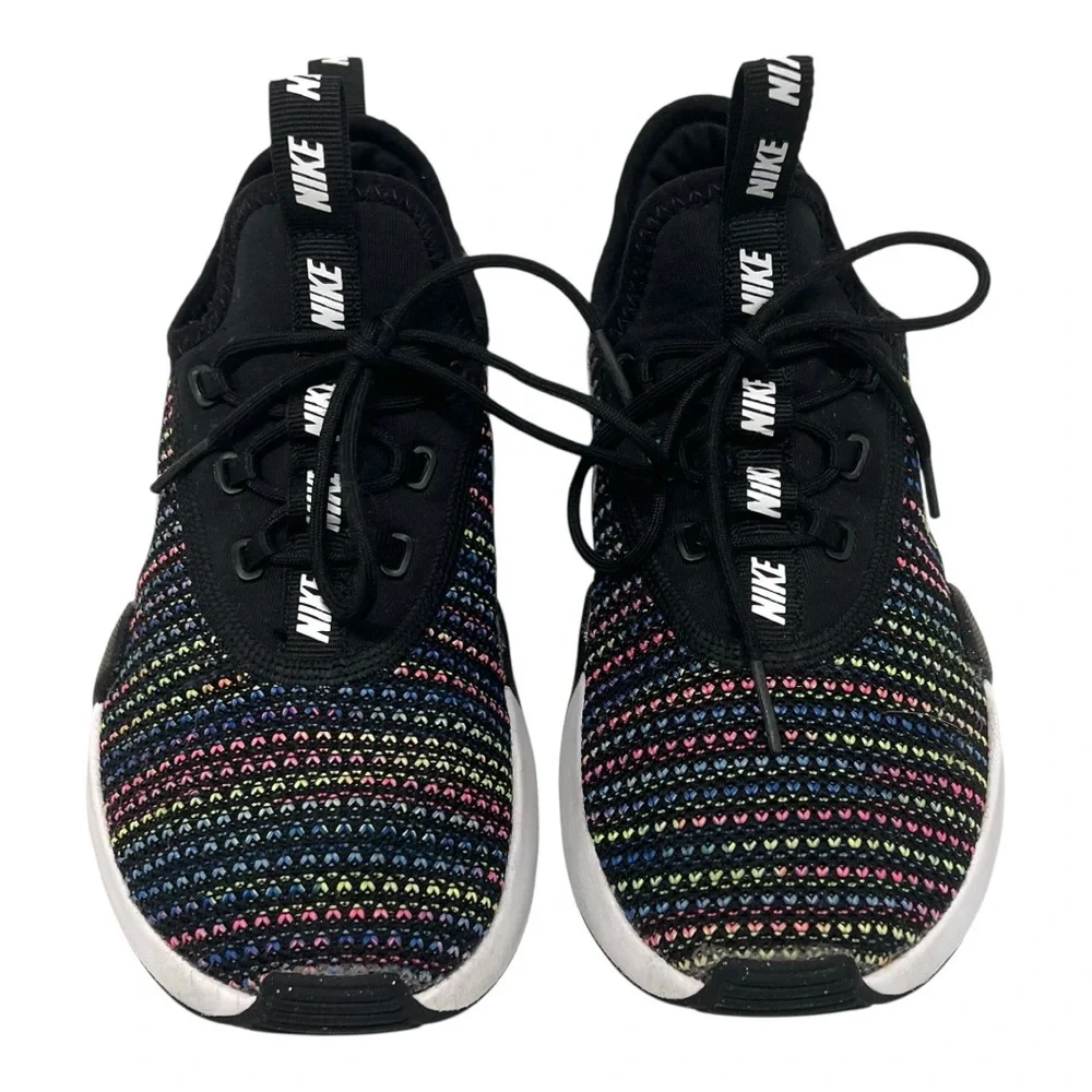 Nike Girls Ashin Modern Black Rainbow Knit Sneakers Athletic Shoes Youth 4.5